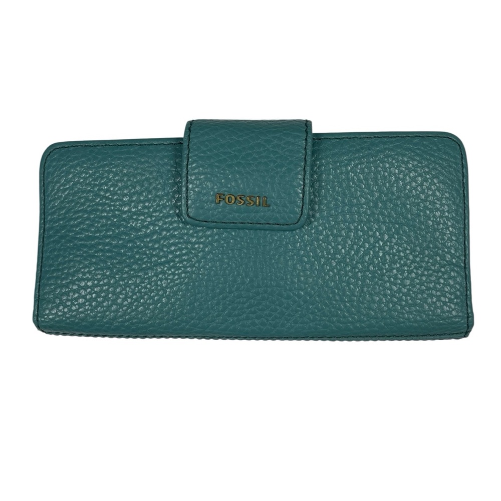 Fossil Fold Over Explorer Tote Bag Purse Teal Crossbody Handbag & Madison Wallet - Picture 7 of 10